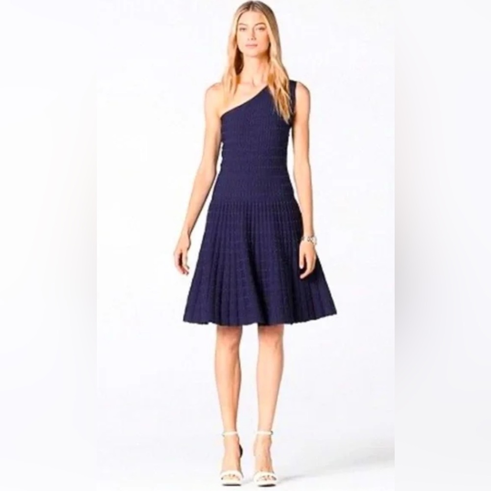 Michael Kors One shoulder  knit Navy dress  Size Medium